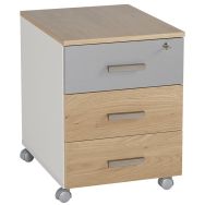 Caisson mobile Linéo 3 tiroirs coloris chêne/aluminium