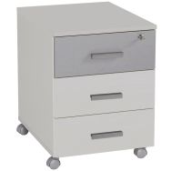 Caisson mobile Linéo blanc 3 tiroirs coloris blanc/alu