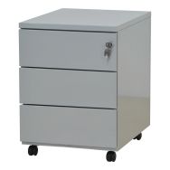 Caisson mobile à roulettes 3 tiroirs gris clair
