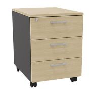 Caisson mobile bois 3 tiroirs rangement anthracite/chêne