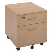 Caisson mobile mélaminé 2 tiroirs coloris hêtre