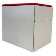 Caisson reconditionné - 2 tiroirs métal blanc et top rouge