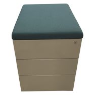 Caisson reconditionné 3 tiroirs avec coussin vert