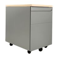 Caisson reconditionné mobile - 2 tiroirs - Gris et bois