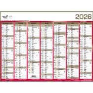 Calendrier mural banque - Or - 14 mois - 2026 - Quo Vadis