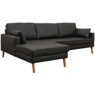 Canapé 2 pl+méridienne gauche Stockolm enduit PVC noir