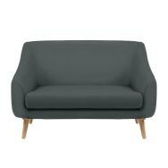 Canapé 2 places AYA pied bois tissu enduit PVC non feu M1 Cendre