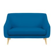 Canapé 2 places AYA pied bois tissu enduit PVC non feu M1 Pétrôle