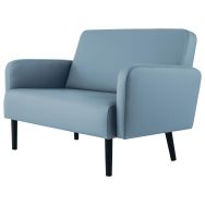 Canapé 2 places Lisoa pied noir revêtement enduit PVC bleu
