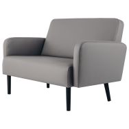 Canapé 2 places Lisoa pied noir revêtement enduit PVC gris