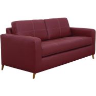 Canapé Colorado pieds bois PVC enduit 3 places Lie de vin