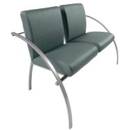 Canapé EVA 2 places enduit PVC Cendre pied Gris alu pied Gris alu