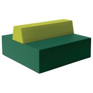 Canapé Ellipto 2 x 2 places assise 25 cm simili cuir vert foncé/vert clair