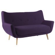 Canapé Luzy 2 places pieds bois tissu M1 Prune