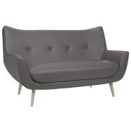 Canapé Luzy 2 places pieds bois tissu enduit PVC M1 Souris