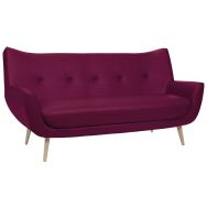 Canapé Luzy 3 places pieds bois tissu enduit PVC M1 Bégonia