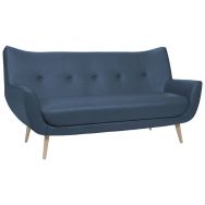 Canapé Luzy 3 places pieds bois tissu enduit PVC M1 Pétrole