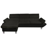 Canapé Vérona 3 places + méridienne à gauche enduit PVC Noir