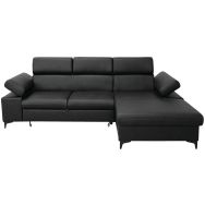 Canapé convertible Cindy méridienne à droite enduit PVC noir