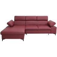 Canapé convertible Cindy méridienne à gauche enduit PVC lie-de-vin