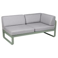 Canapé d'angle droit 2 places Bellevie coussins gris flanelle Fermob