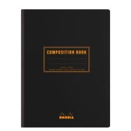 Carnet noir dos toilé ligné + marge - Rhodia