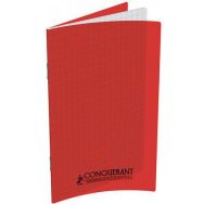 Carnet piqûre polypropylène Conquérant 96 pages 5x5 90g format 9x14 cm couverture rouge
