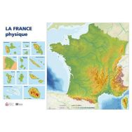 Carte murale muette France physique, recto seul
