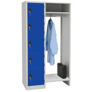 Casier/penderie - 5 cases - Largeur totale 1300 - 1 col. - Gris/Bleu