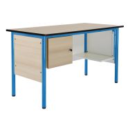 Chaire de professeur,1 tablette,1 caisson, plateau hêtre, chants surmoulés,bleu