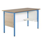 Chaire de professeur,tablette repose-sac, plateau hêtre, chants plaqués,bleu