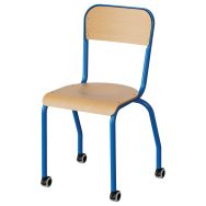 Chaise Atlas 4 pieds roulettes dossier encastré T6 bleu 5015
