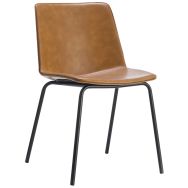 Chaise Baxter structure métal noir - ass/dossier tissu PVC - camel