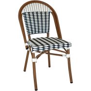 Chaise Cancale structure alu bois - assise dossier wicker noir/blanc