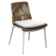 Chaise Como wicker/alu coussins - écru/naturel/blanc