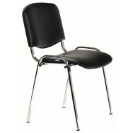 Chaise Fancy 4 pieds acier chromé ass/dos vinyle Noir