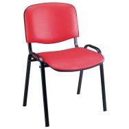 Chaise Fancy 4 pieds acier noir ass/dos vinyle Rouge