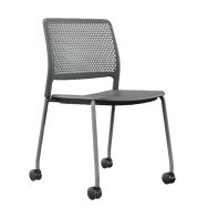 Chaise Grafton 4 pieds à roulettes , roulettes rigides