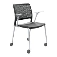 Chaise Grafton 4 pieds sur roulettes avec accoudoirs roulettes souples