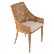 Chaise Julie en rotin assise tissu écru