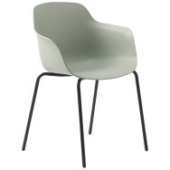 Chaise Laurie coque polypro Vert pied métal noir