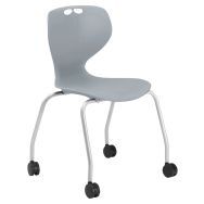 Chaise Mahia2 4 pieds à roulettes acier piètement gris 9006 Taille 6 coque grise
