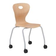 Chaise Mahia2 4 pieds roulettes coque bois T6 - Manutan Expert