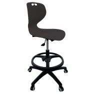 Chaise Mahia2 dessinateur pied nylon patins roulettes repose pied coque noire