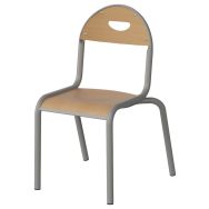 Chaise Malibu 4 pieds - T3 - assise/dossier hêtre piètement acier gris 9006