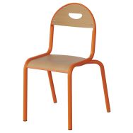 Chaise Malibu 4 pieds - T4 - assise/dossier hêtre piètement acier orange 1028