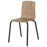 Chaise Malibu 4 pieds - T6 - coque chêne bardolino 1146 piètement alu noir 9005