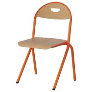Chaise Malibu AST - T5 - assise/dossier hêtre piètement acier orange 1028