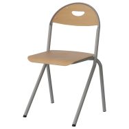 Chaise Malibu AST - T6 - assise/dossier hêtre piètement acier gris 9006