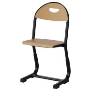 Chaise Malibu AST réglable T1/T3 assise/dossier hêtre piètement acier noir 9005